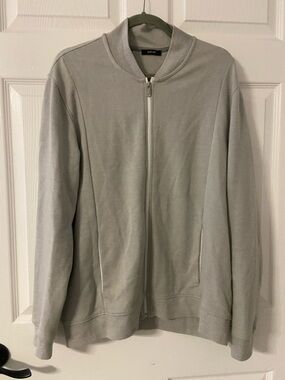 ALFANI Light Grey Zip-Up Sweater Bomber Jacket
